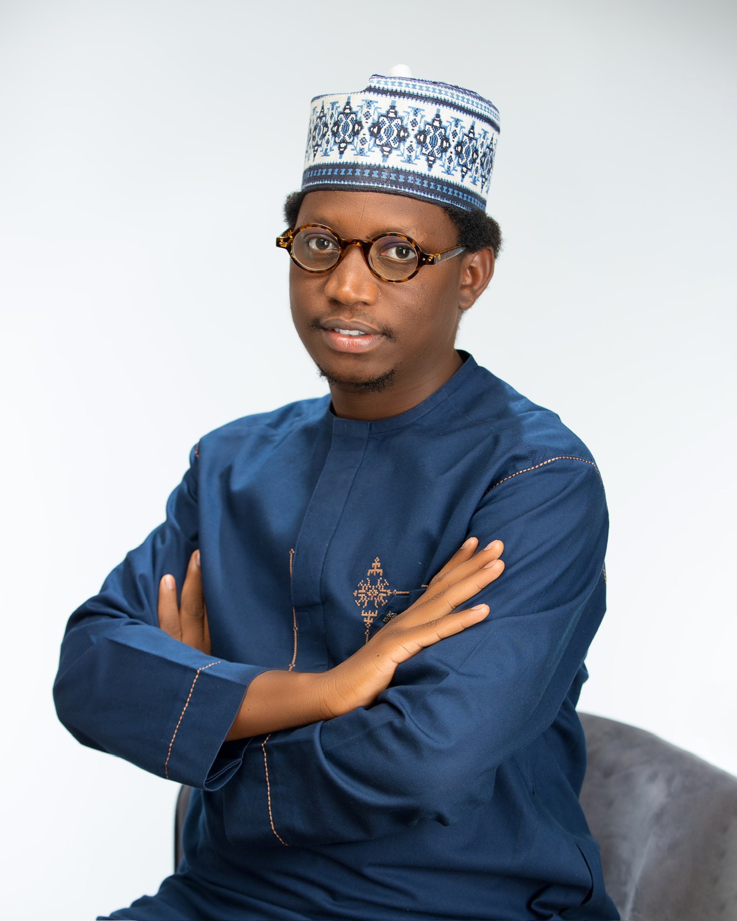 Yusuf Garba in blue traditional attire